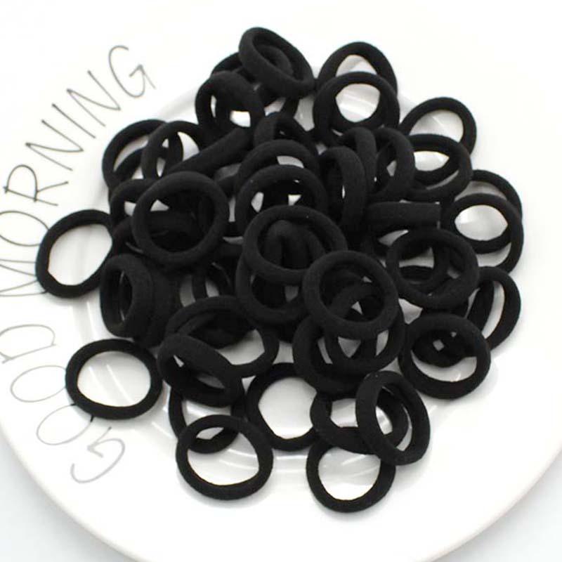 50 Stück/Los Schwarz Bunt Scrunchies Kaffee Rosa Gummiband Seil Stirnband Haargummis 3CM Weiß Elastische Haargummis Für Mädchen