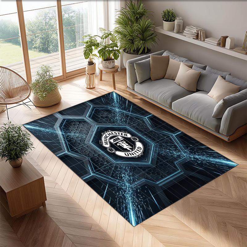Tappeto in Flanella Stampato Manchester United Antiscivolo Morbido Poliestere Tappeto per Pavimento Tappetino Decorativo per Interni per Camera da Letto Soggiorno Divano