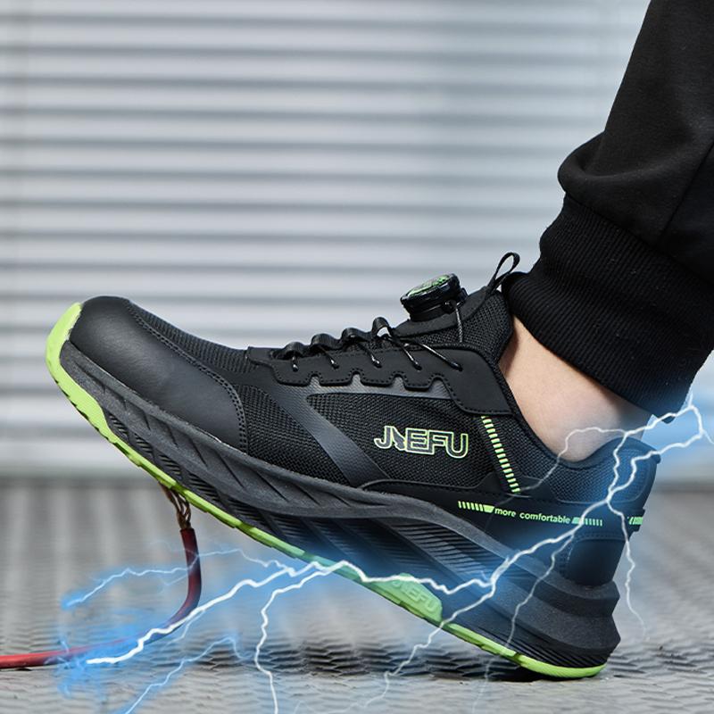 Hochwertige Arbeitssicherheitsschuhe Drehbarer Knopf Arbeitssneaker Stahlkappenschuhe Anti-Quetsch Anti-Durchstich Arbeitsstiefel Unzerstörbar