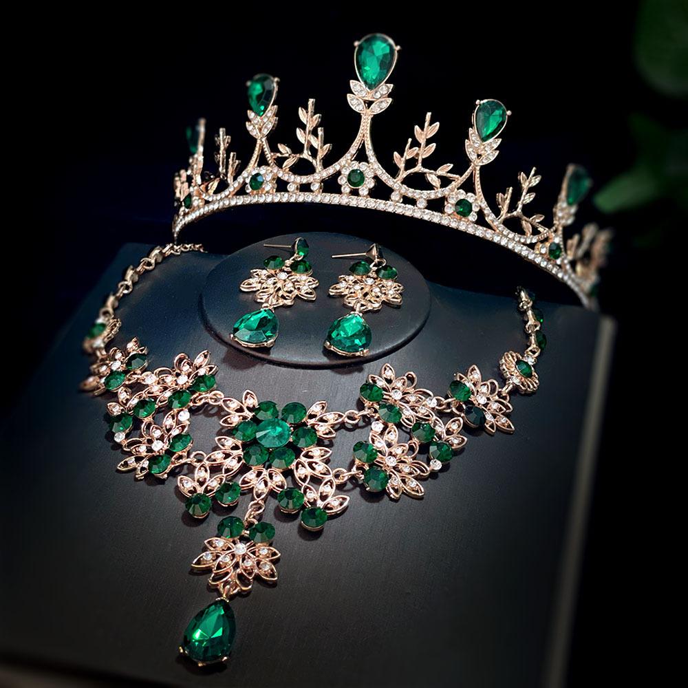 Bride s Crown Necklace Earrings Ear Needles Three Piece Set Packaging  Bride s Accessory Set