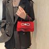 PU Leather Alligator Pattern Small Square Handbag Bow Design Women's Solid Color Fashion Shoulder Crossbody Bag AVE