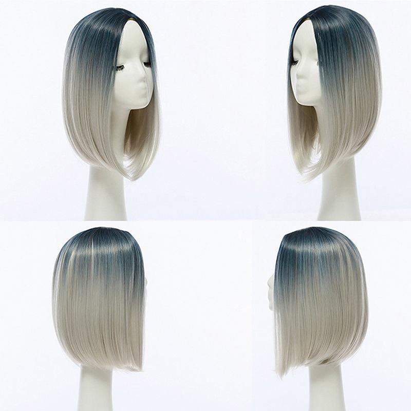 Baby Pink Short Bob Synthetic Wig Straight Pastel Hair Sexy Cute Color Women Trendy Wigs With Black