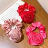 Korean Women Rose Elastic Hair Bands Hair Scrunchies Big Flower Satin Hair Rope Charm Horsetail Gentle Hair Accessories