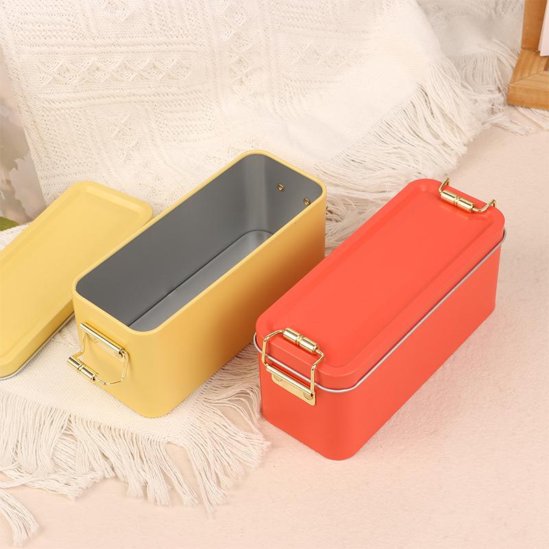 Old-Fashioned Rectangular Tinplate Box With Lid High Quality Metal Storage Box Cake Packaging Box Durable With Buckle Candy Box