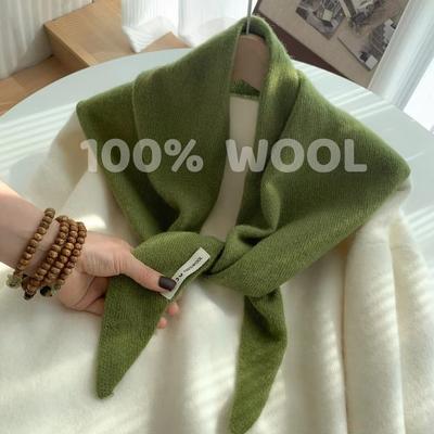 Knitted Scarf Women  Wool Winter Warm Scarves Bright  Stripe Design Thickened Shawl Soft Triangle Pashmina Neck