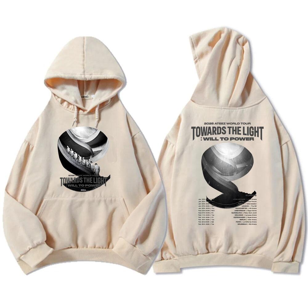 Ateezz Towards The Light Will To Power Tour Hoodies Korean Boys Band Printing Sweatshirts Moletom Long Sleeve Top