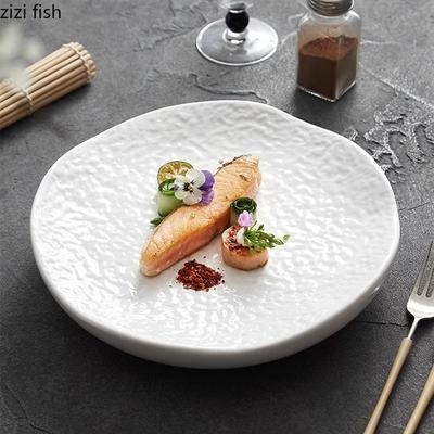 Kreativní nepravidelný kamenný vzor Keramický izolační talíř Čistě bílý dezertní talíř Talíř na svačinu Talíře na sushi Speciální nádobí