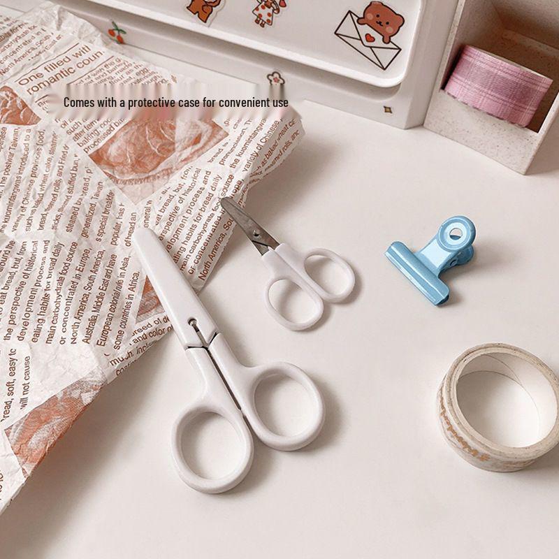 

Белые портативные ножницы ручной работы в стиле MUJI и универсальный нож из нержавеющей стали с чехлом (3 куска)