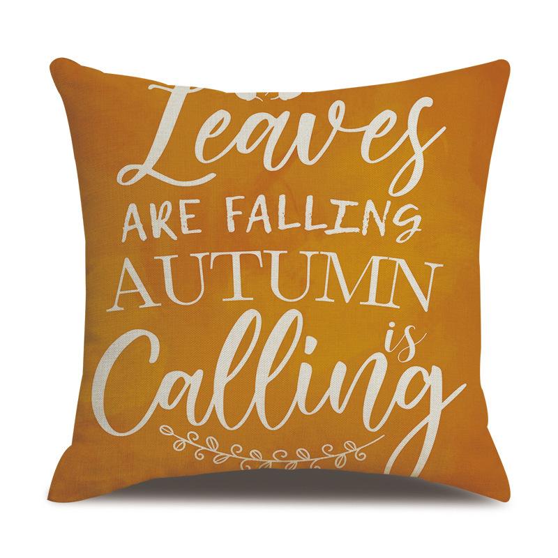 Thanksgiving Linen Pillowcase Autumn Pumpkin Print Pillow Cushion Cover