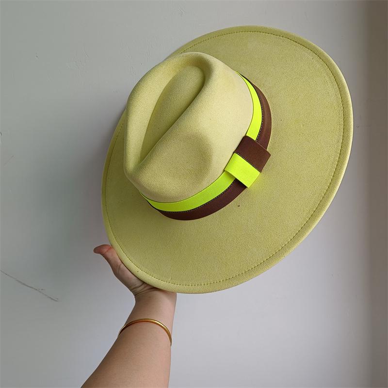 Elastisches Band Buntes Wildlederhut Herbst und Winter Damenfilzhut Breitkrempiger Hut Britischer Stil Retro Herrenhut Gorras Hombre
