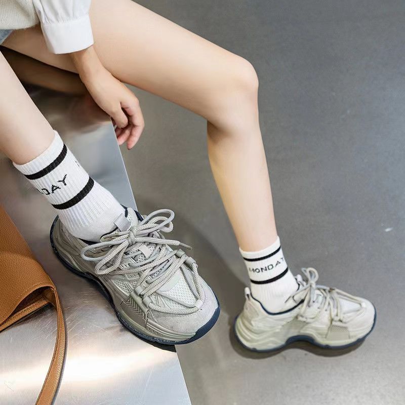 Sneaker Women's Ins Trendy Spring New Dad Shoes Women's Thick Bottom Increased Leisure All-Matching Student Running Shoes