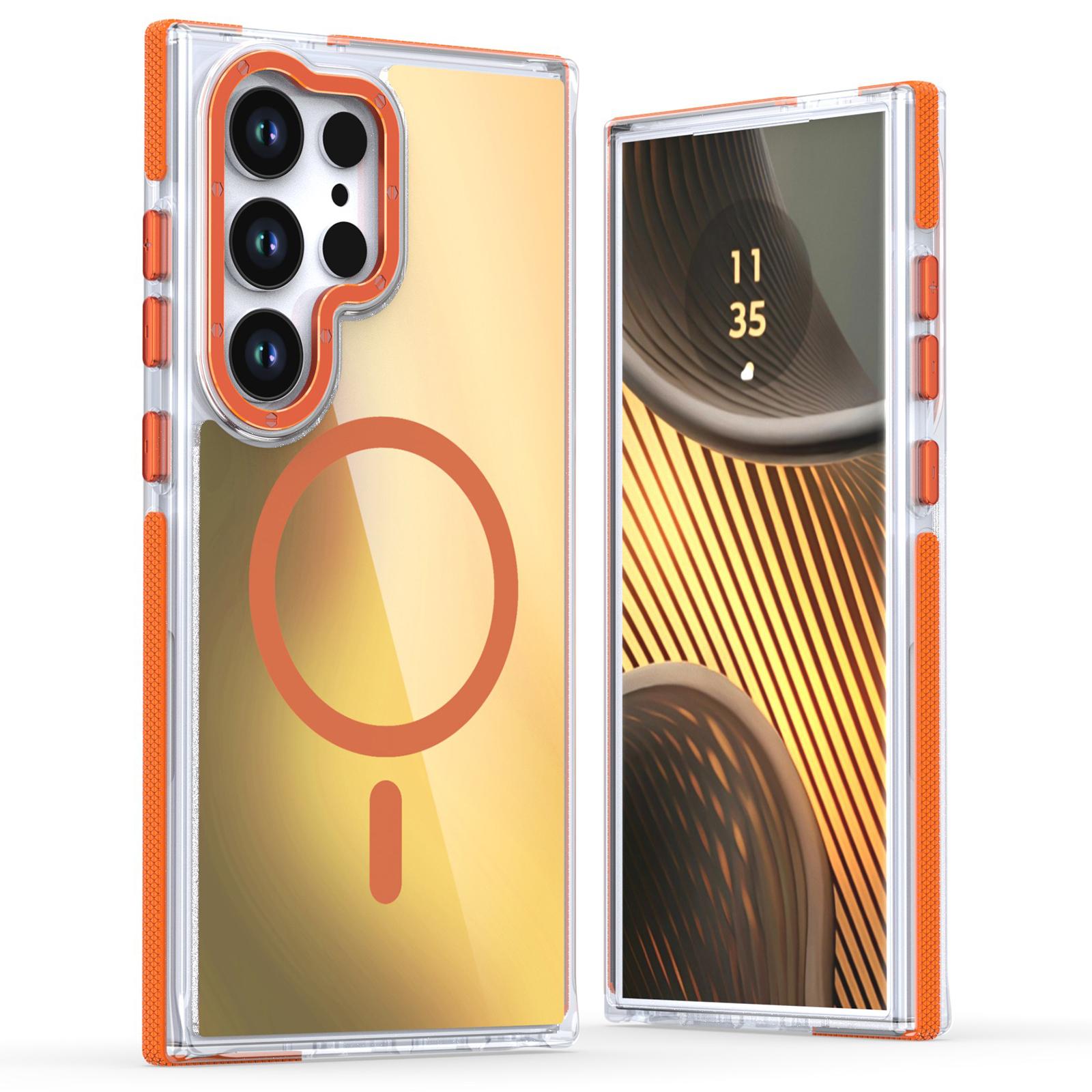 

For Samsung Galaxy S24 Ultra Case Compatible with MagSafe Color Changing TPU Acrylic Phone Back Cover Orange