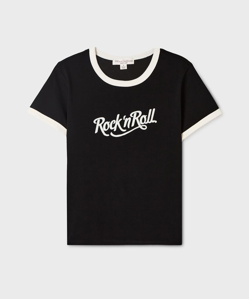 WHO.A.U Rock Lettering Ringer T-Shirt(F) / Whrag3721F