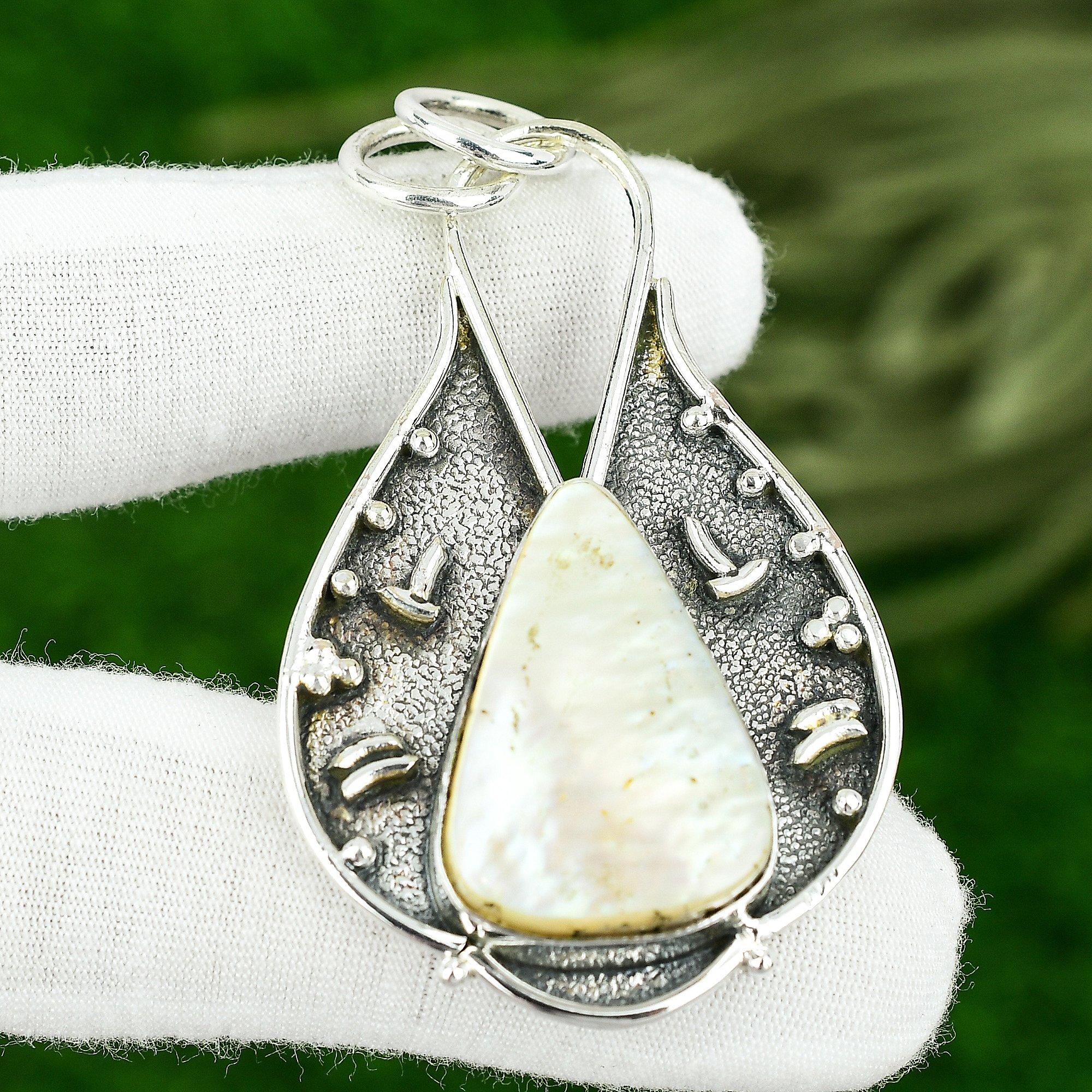 

Sterling Silver June Birth Mother Of Pearl Stone Bezel Wedding Daughter Pendant