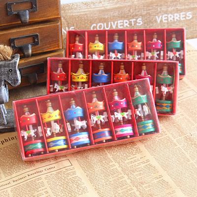 6pcs Christmas Decoration Mini Carousel Horse Pendant Ornaments Pendant Wooden Xmas Children Favor Toy Festival New Year Gifts