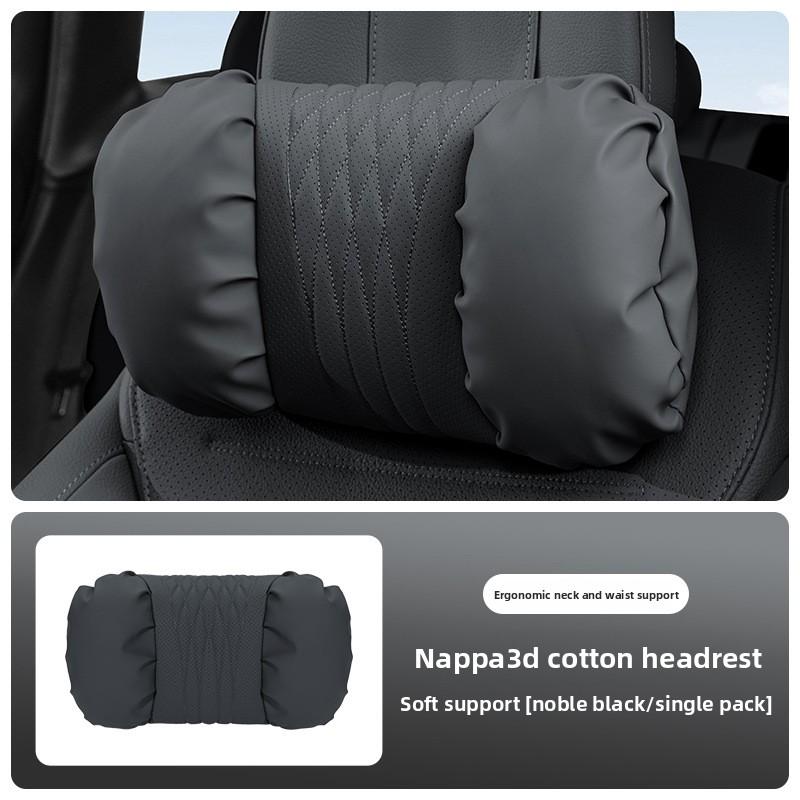 Quality Nappa Leather Car Headrest Lumbar Support Cushion Comfortable Soft Car Neck Pillows Waist Pillow Car Interior Accessorie