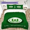 Pościel z wzorem VfL Wolfsburg Zestaw kołdry Poszewka na kołdrę Poszewka na poduszkę Dekoracja domu Prezent urodzinowy (1 * poszwa na kołdrę + 2 * poszewki na poduszki bez rdzenia)101