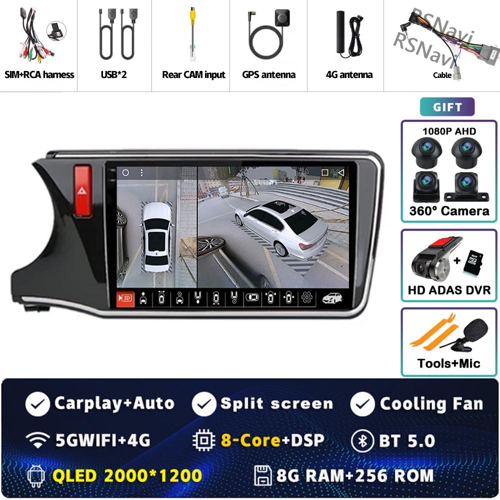 9" Android 14 Carplay Car Radio For HONDA CITY 2015 2016 2017 - 2019 Multimedia Video Player Navigation GPS Stereo 2Din DVD WIFI