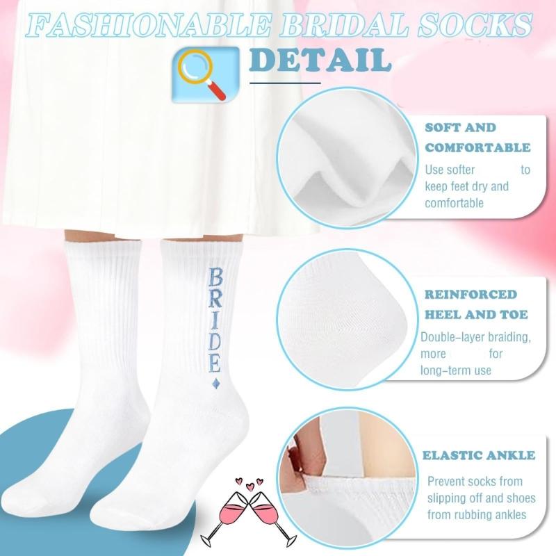 Elegant Wedding Slipper Socks Breathable Crew Socks for Bride to Wear During Ceremonies Photo Wear and Party Decoration