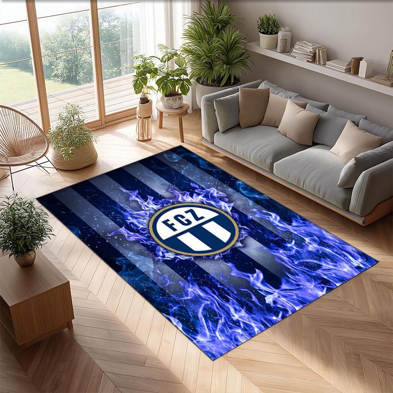 Tappeto Morbido Area Rug con Motivo Calcio FC Zürich Antiscivolo Tappeto per Pavimento Interno Tappetino Decorazione Sportiva per Camera da Letto