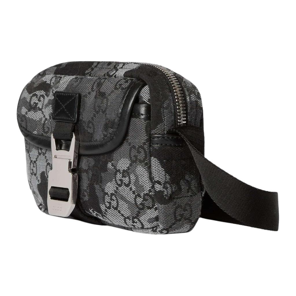 Gucci Camouflage Marble Pattern GG Print Canvas Mini Shoulder Bag Men Bags Black Gray 855344-FAFH9-8445