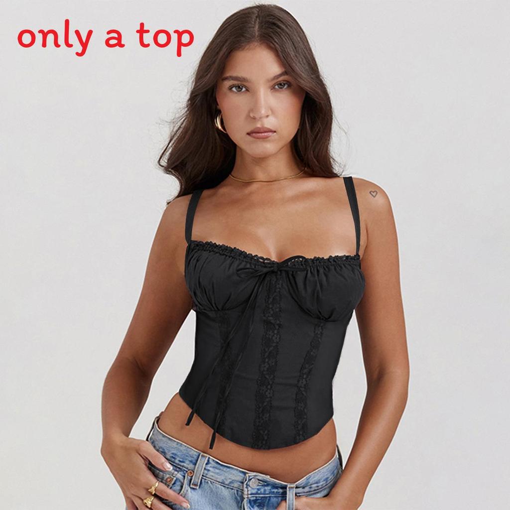 Summer Lace Spliced Bandage Sexy European Top For Women With Slim Fit Style