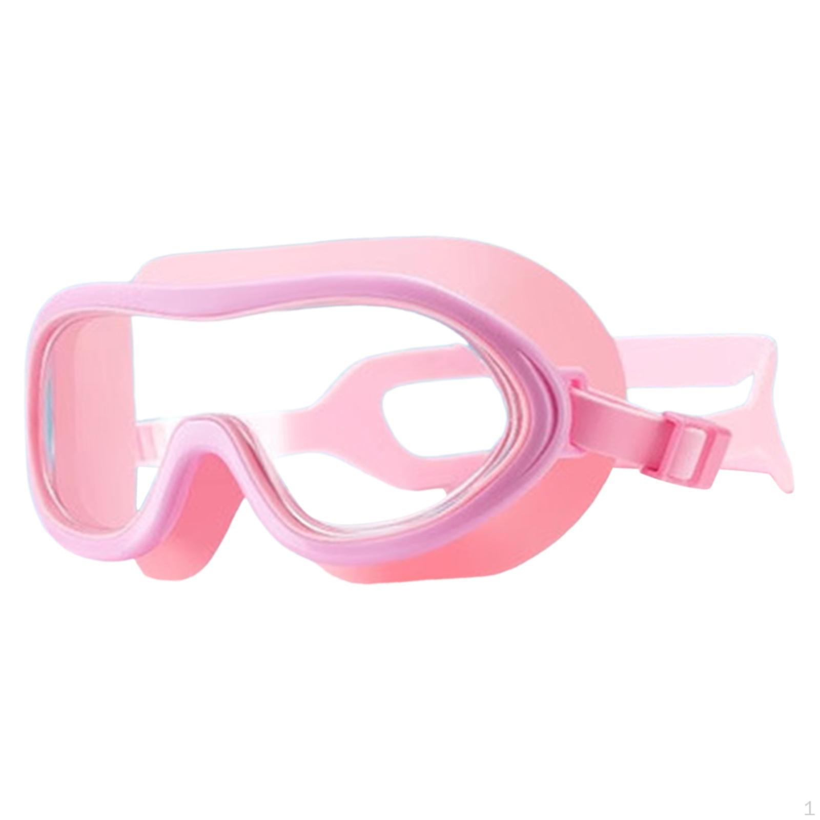 Kids Swim Goggles, Large Frame Silicone Waterproof Eyewear for Comfortable Swimming Pink