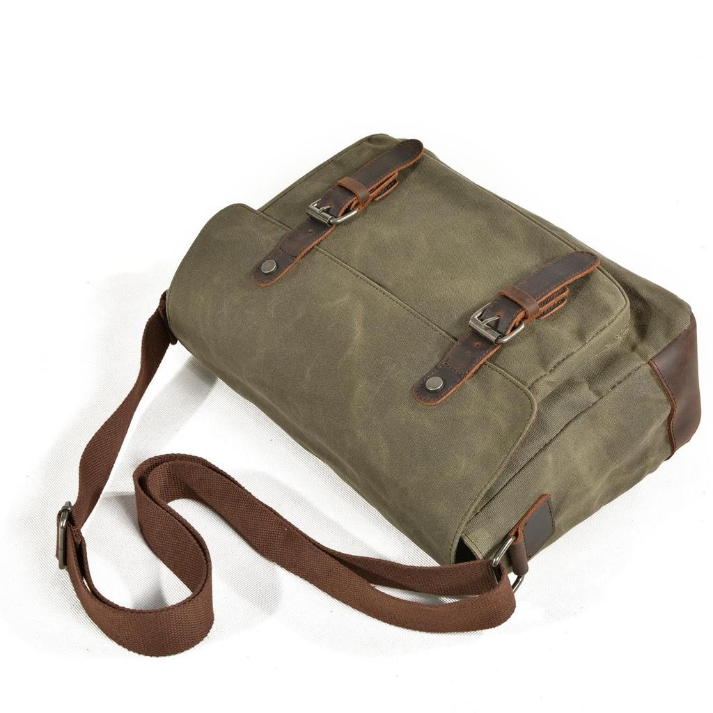 Mukawa Men's Water-Repellent Canvas Crossbody Messenger Bag - Retro Sports Shoulder Bag