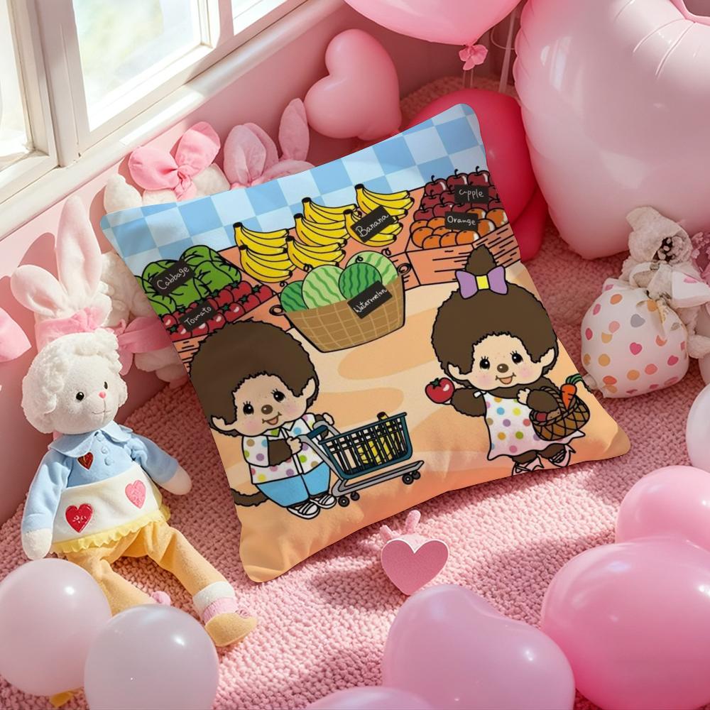 M-MonchhIChisS Cartoon Cushion Cover Pattern Printed Pillowcase for Living Room Sofa Cushion Cover & Bedroom Decor