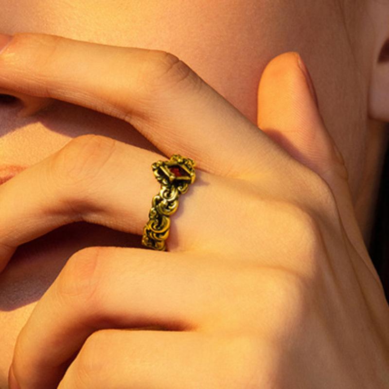 Black Gold Contemporary Vintage Ring For Women Adjustable Size With Style Geometric