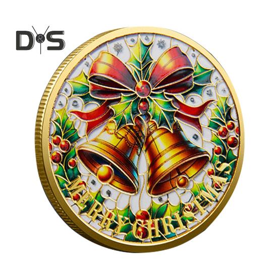 

Рождественские монеты Санты, двухсторонние коллекционные монеты из сплава, красочный узор, праздничные сувенирные монеты для рождественских коробок, новогодний подарок I