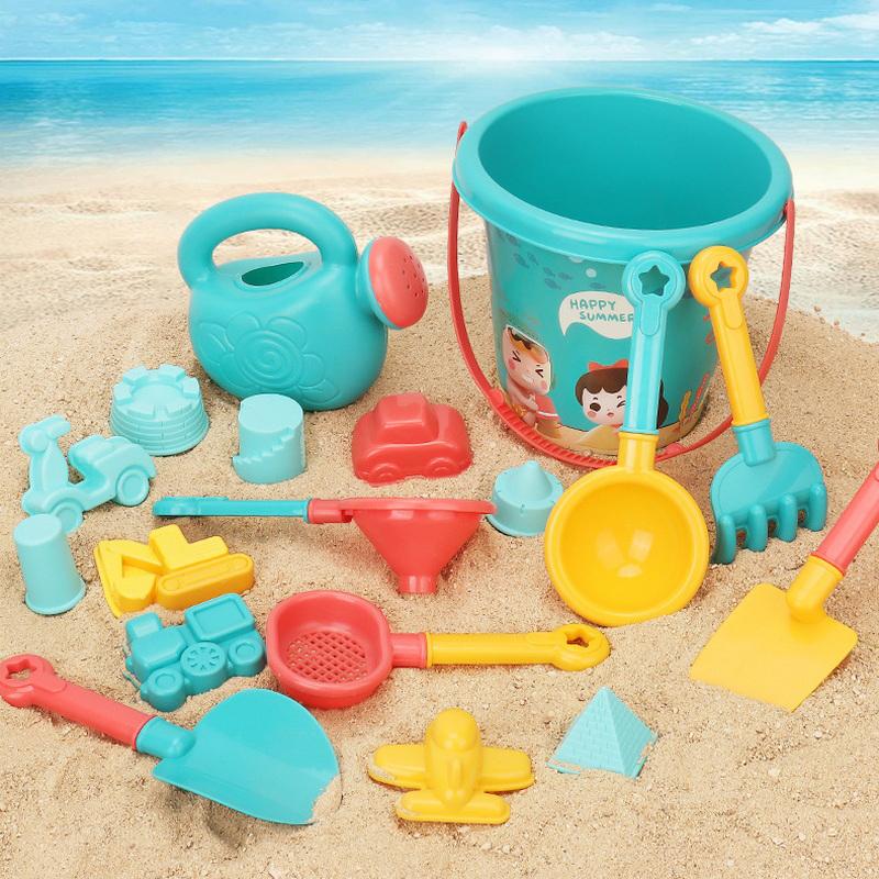 

Набор из 18 предметов для пляжа Летние игры на открытом воздухе Игры с песком Пластиковое ведро Бутылка для полива Лопатки Детские пляжные игрушки для игр с водой