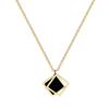 Geometric Square Minimalist Furnace Real Gold Necklace Female Collarbone Chain Accessories