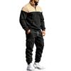 Men's Winter Hoodie and Sweatpants Set - Loose Fit Color Stand Collar Casual Tracksuit for Everyday Wear