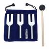 Dreld Angel Tuning Fork Set (4096Hz, 4160 Hz, 4225 Hz) with Silicone Hammer and Soft Storage Bag, Silver