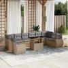 Vidaxl 11-Cz. Garden Furniture Set With Cushions, Beige, Poly Rattan