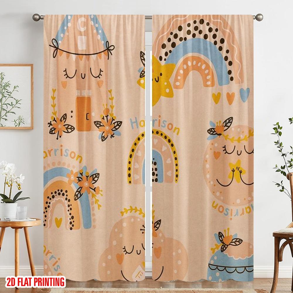 2pcs,2D plane printing Curtain Popular DreamyIcons Versatile Polyester Fabric (without rod) Gifts Use for Bedroom Living Room
