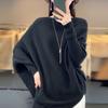 Spring Autumn Women Long Sweater Merino Wool Knitted Sweater Fashion Casual Lady O-NeckPullover Loose Women Bat Shirt