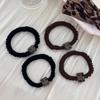Elastico per Capelli con Stampa Leopardo, Elastico Piccolo Intestino da Donna Caffè Retrò, Elastico in Pelle per Coda di Cavallo, Accessorio per Capelli Quadrato