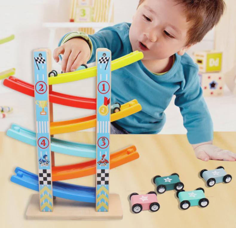 Colorful Wooden Educational Glide Car for Children - Fast, Interactive Parent-Child Toy