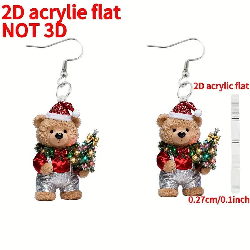 Cross-Border Christmas Cartoon Bear Acrylic Earrings