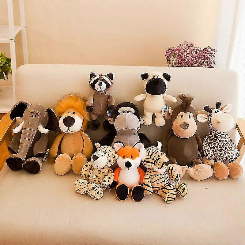 35cm Super Süße Kuscheltiere für Kinder Schlafbegleiter Dschungeltiere Puppen Elefant Hund Tiger Fuchs Löwe Giraffe Waschbär Affe
