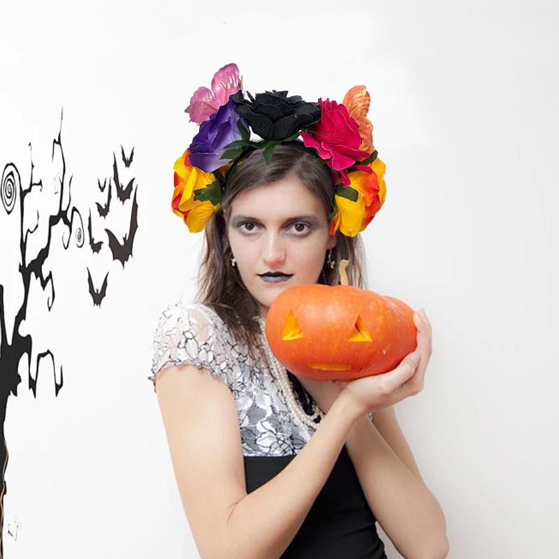 Halloween/Mexikanischer Haarschmuck Karnevalskrone Cosplay Stirnband Mexikanische Rosenkrone Florale Formen Party Mehrfarbig