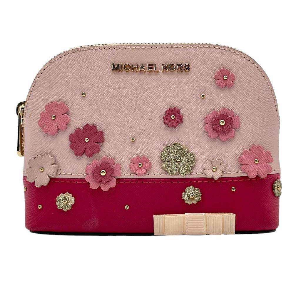 Used Michael Kors Pouch / Cosmetic Pouch Flower Applique Dome PouchPouch pink PVC/leather Women