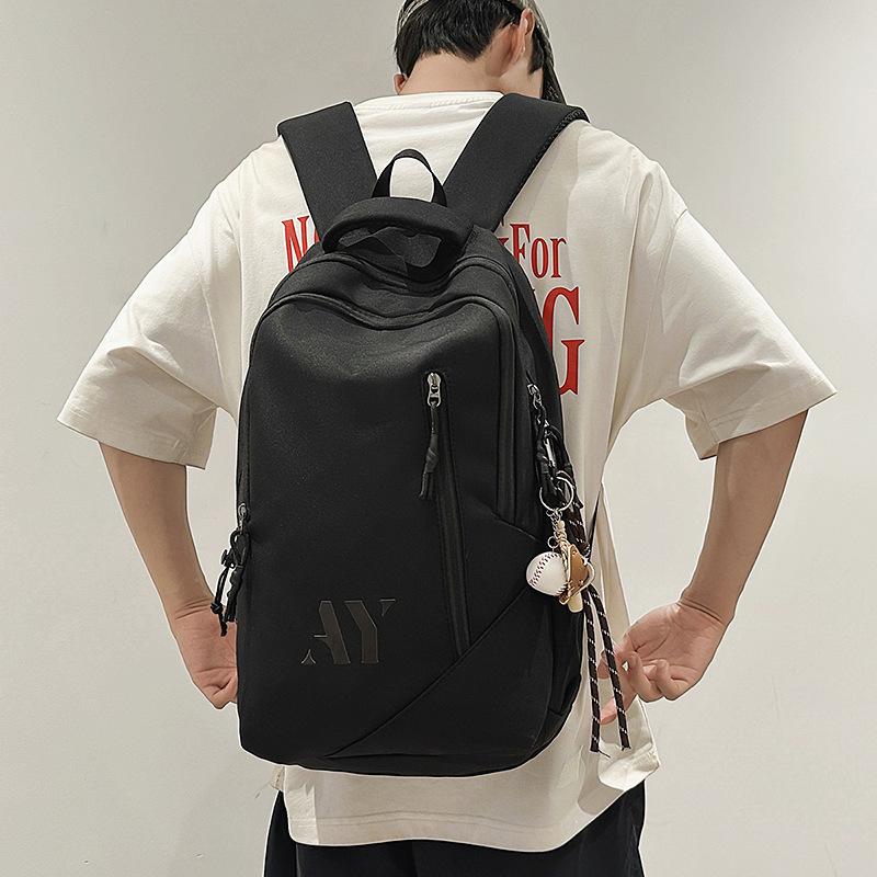 

Large capacity junior high school student schoolbag fashion trendy backpack American leisure student high value backpack чорний