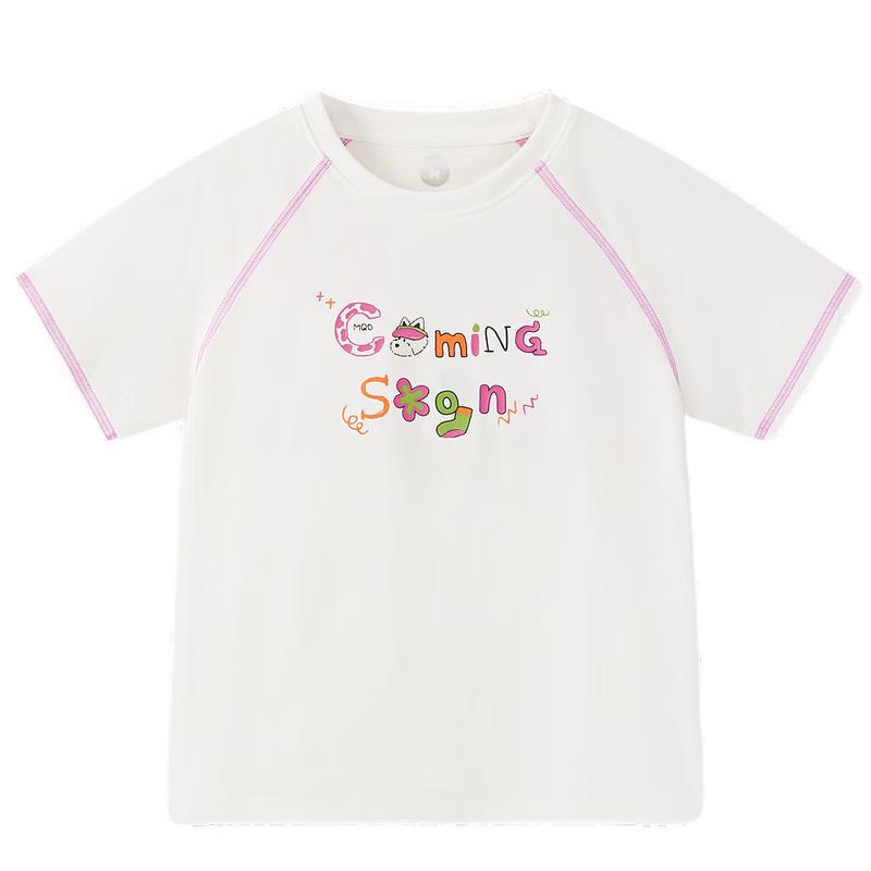 MQD Girls  Cooling Cartoon Letter Short Sleeve T-Shirt 140CM
