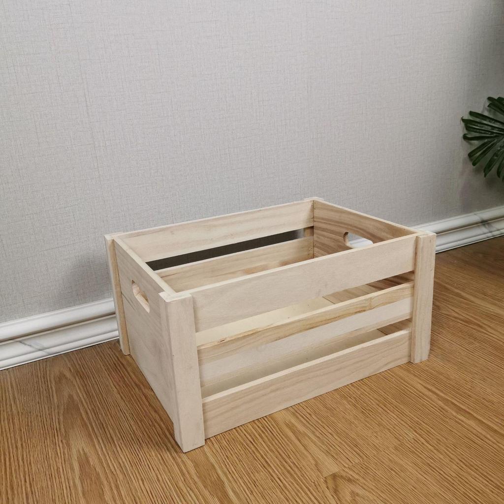 Distressed Wooden Rectangular Basket for Fruit & Vegetable Display