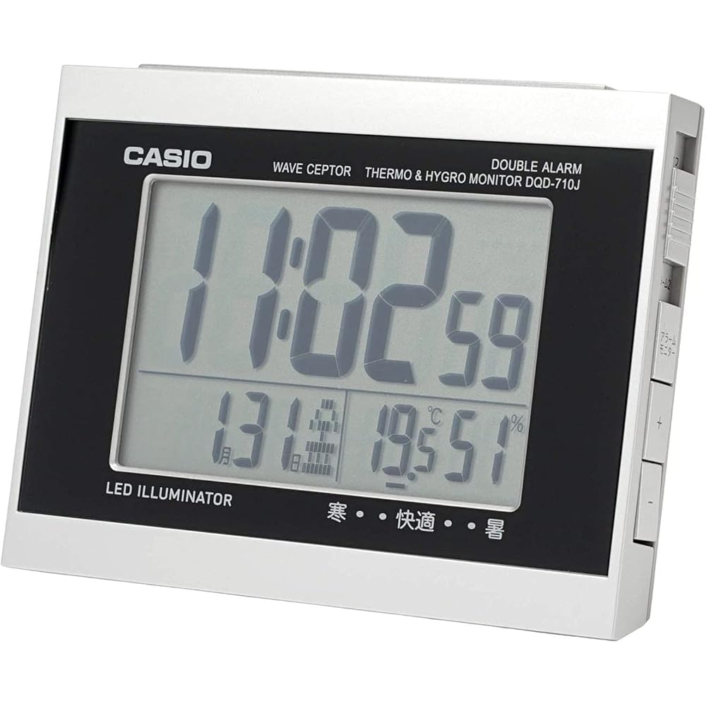 CASIO Digital Radio-Controlled Alarm Clock with Dual Alarms, Temperature, Humidity, and Calendar ...