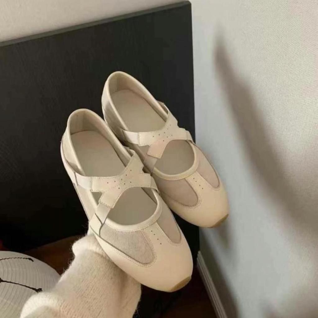 Sheepskin version~ Korean version of niche leather flat-bottomed Mary Jane shoes women's new versatile cross-belt casual ballet shoes