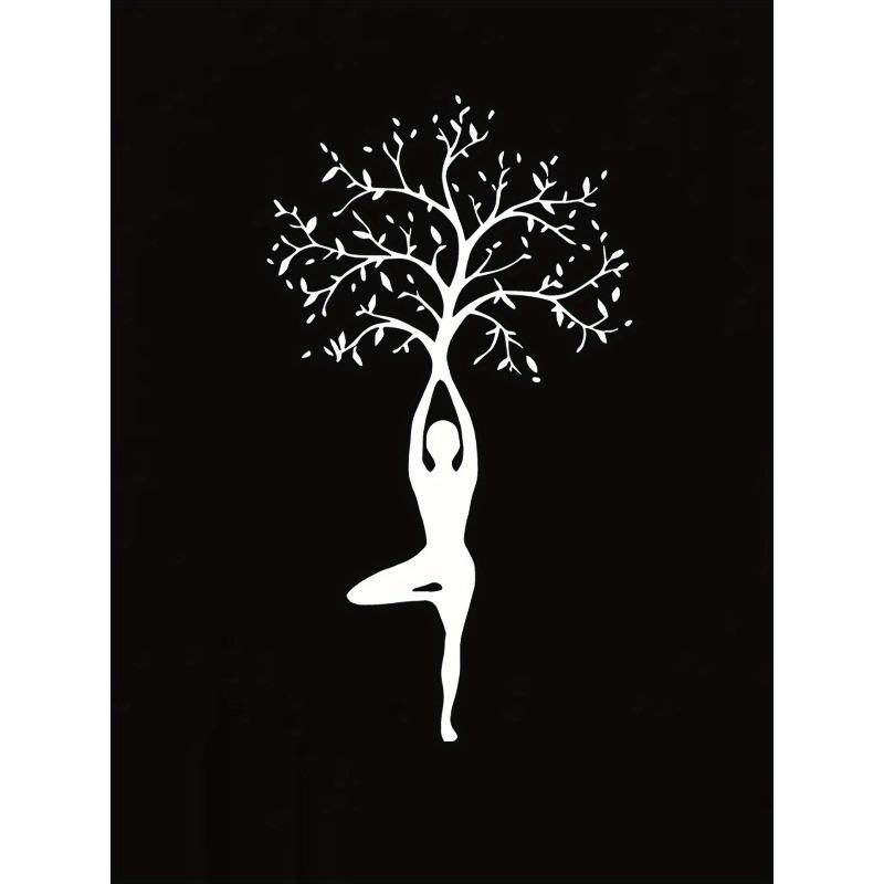 Women's Yoga-Inspired Geometric Tree Branch Print T-Shirt , Round Neck Casual Tee for Summer Machine Washable,    Nontransparent Material